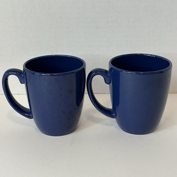 CORELLE Coordinates Stoneware Cup/Mugs Royal Deep Blue Set of 2 China Clean - Picture 4 of 11